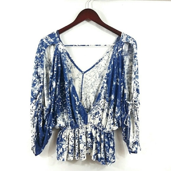 Free People Abracadabra Cold Shoulder Top Blue XS - Picture 3 of 4